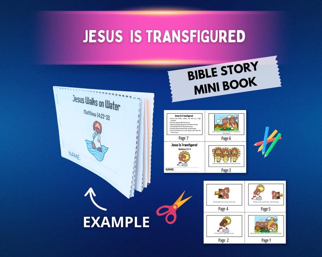 Jesus Transfiguration Coloring Craft & Mini Book Matthew 17:1-9 ...