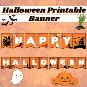 Halloween Printable Banner | Happy Halloween Garland | Cute Spooky Decor for Kids Parties, Classrooms, Trick or Treat, Home Decor