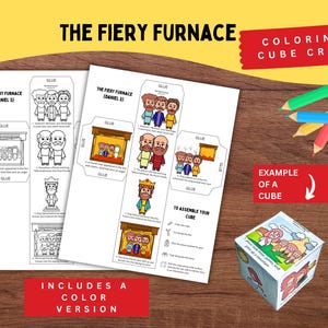 The Fiery Furnace Coloring Cube | Daniel 3 Printable Craft for Kids | Shadrach Meshach Abednego Bible Story for Sunday School Fun