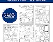 All About Me Worksheet Printable for Kids, Back to School Activity Pages, First Day of School, About Me Coloring Sheets, Teacher Resource