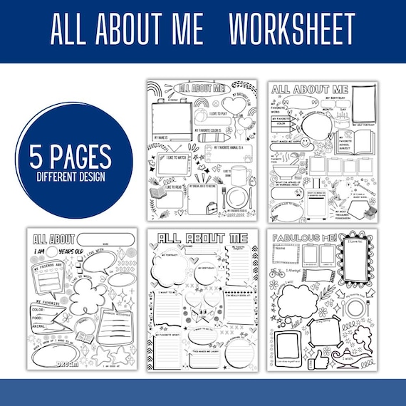 All About Me Worksheet Printable for Kids, Back to School Activity Pages, First Day of School, About Me Coloring Sheets, Teacher Resource