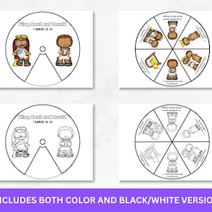 King Saul and David Bible Story Wheel Printable | 1 Samuel 16–20 Kids ...