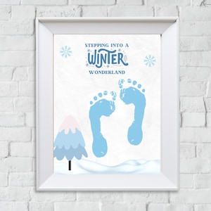 Winter Wonderland Footprint Art Printable | Baby’s First Winter Keepsake | Snow Themed Toddler Craft | Digital Download Baby Footprint Art