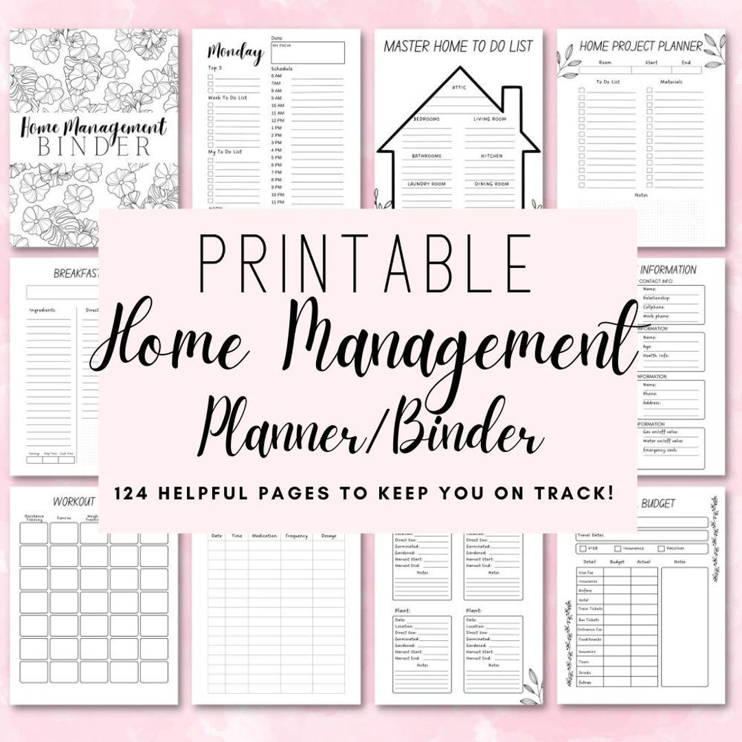 Home Management Planner, Meal Planner, Household Planner Binder, Family ...