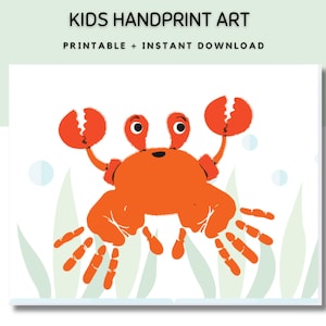 Crab Handprint Craft, Keepsake, Hand Print Art for Kids, Gift Idea, Daycare Toddlers, DIY Kids Craft Activity, Handprint Baby Art