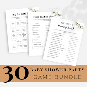 30 Baby Shower Game Bundle, Baby Shower Games, Games Bundle, Minimalist baby shower games, Printable Baby Shower Game
