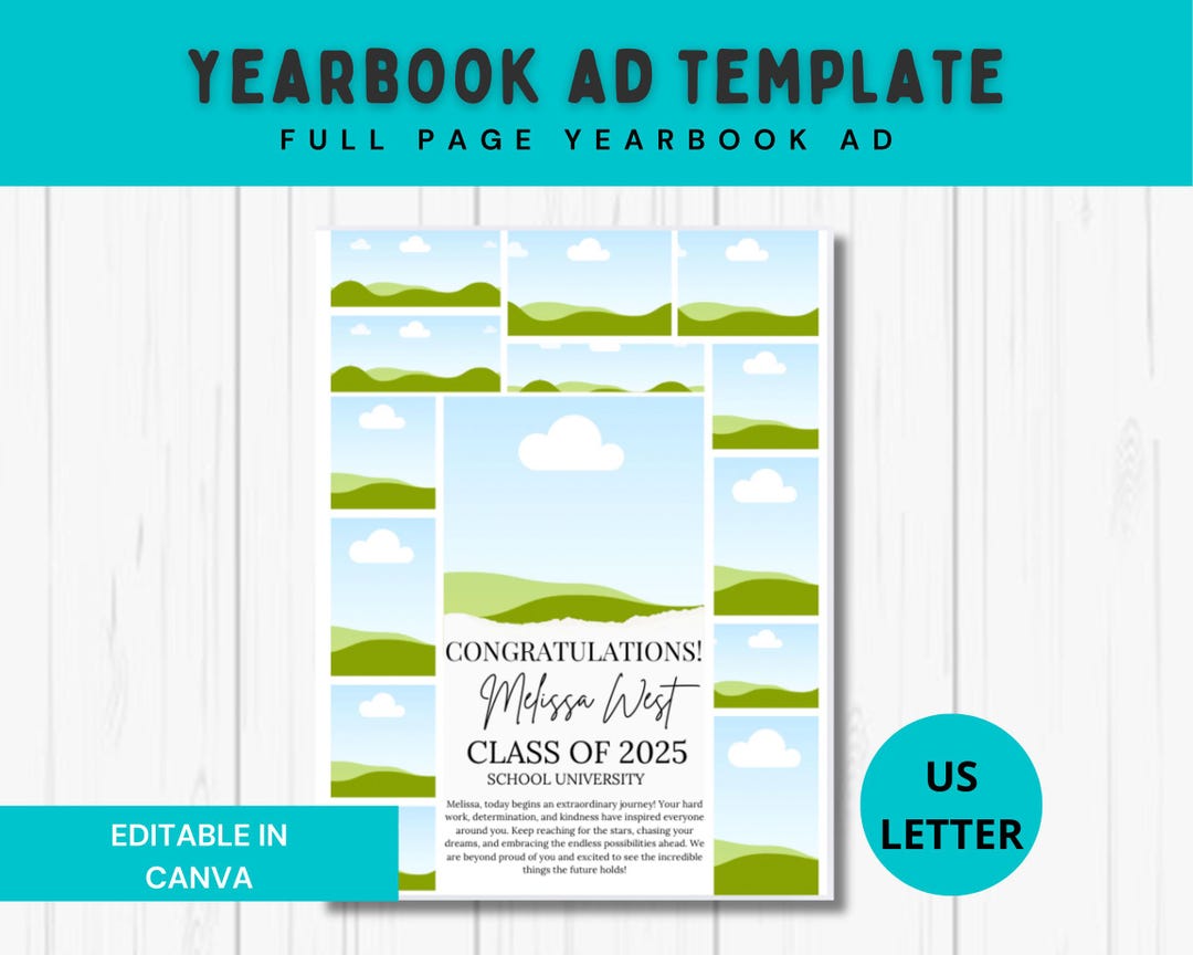 Yearbook Ad Template, Full Page Yearbook Ad | Editable in Canva,high ...
