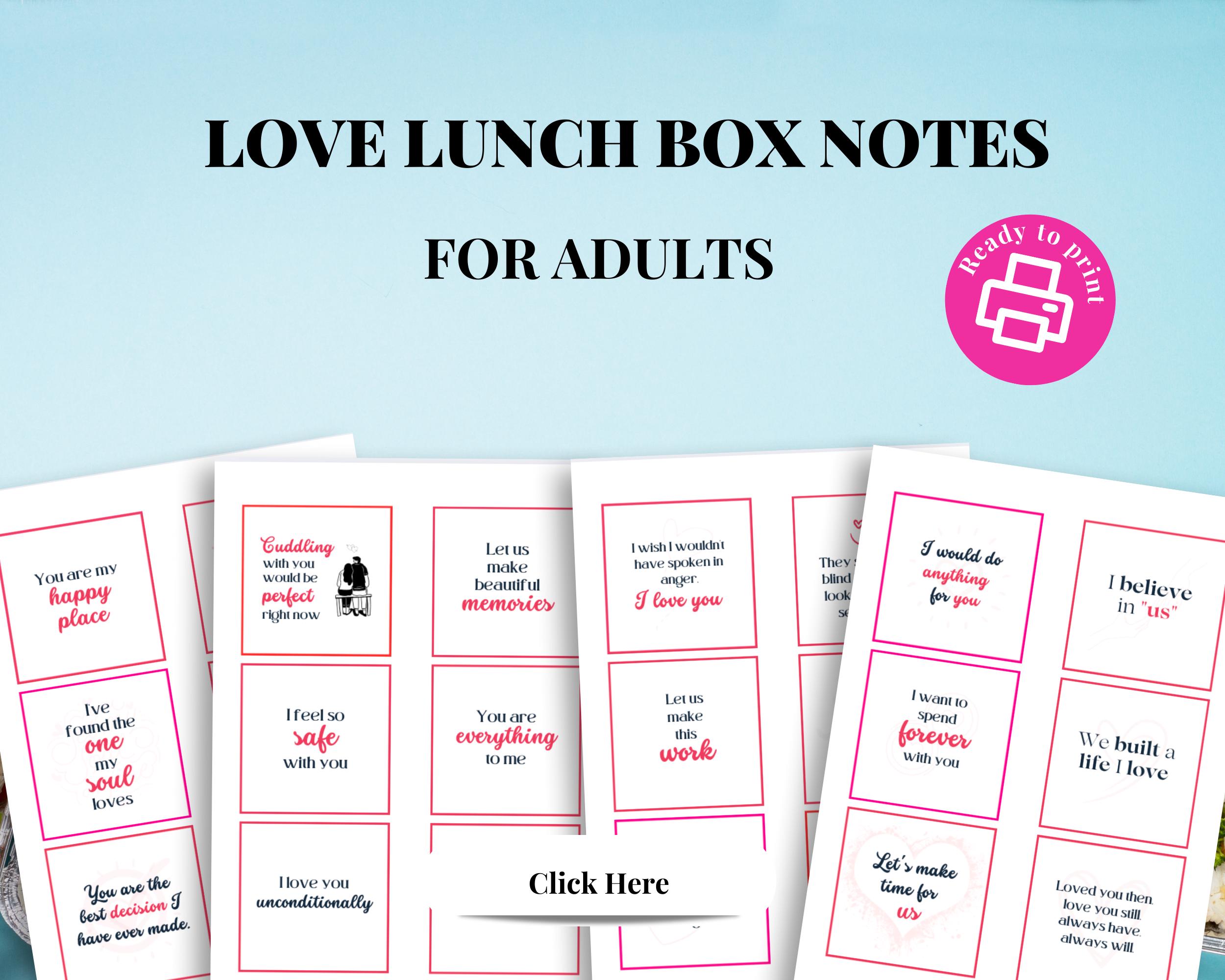 24 Love Notes for Adults | Romantic Lunch Box Notes | Printable