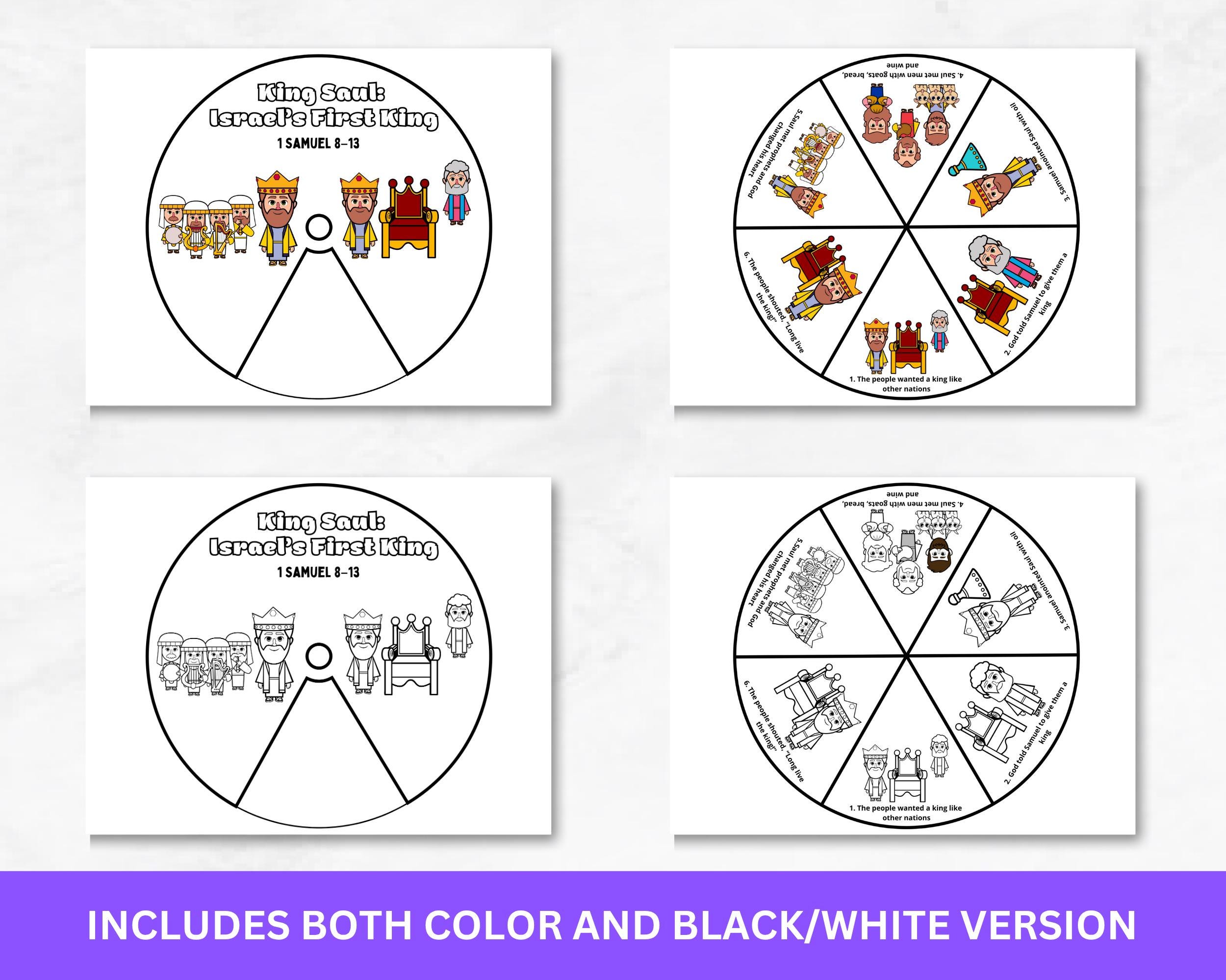 King Saul Coloring Wheel | Israel’s First King Bible Craft | 1 Samuel 8 ...