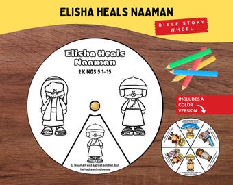 Elisha Heals Naaman Bible Wheel | 2 Kings 5:1–15 Printable for Kids | Naaman Bible Craft | Sunday School Activity about Obedience and Faith