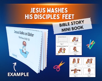 Jesus Washes His Disciples’ Feet Coloring Craft Mini Book John 13:1–17, Washing the Disciples Feet Bible Story about Humility & Service