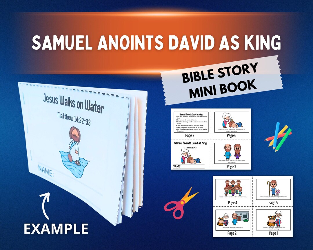 Samuel Anoints David as King Mini Book for Kids | 1 Samuel 16:1-13 ...