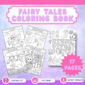 Fairy Tale Coloring Book for Kids | 17 Printable Fantasy Pages with Princess, Unicorn, Dragon, Castle, Mermaid, Knight & More PDF