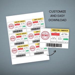 Editable Product Name Label Template, Gag Gift, Meat Labels, Halloween Pranks, Fake Food Labels, Funny Food Labels, Custom Meat Labels