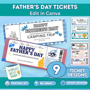 Bewerkbaar boek met kortingsbon voor Vaderdag | DIY-cadeau voor vader van kinderen of vrouw | Canva-tegoedbonnen voor films, kamperen, autowassen en meer