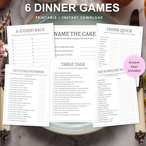 Dinner Party Games, Printable Dinner Party Games, Work Party Game, Dinner Games, Dinner Table Games, Icebreaker Game, Happy Hour Games