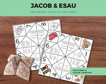 Jacob and Esau Printable Cootie Catcher - Sunday School Craft for Kids, Jacob and Esau, Bible Story Activity, Christian Homeschool