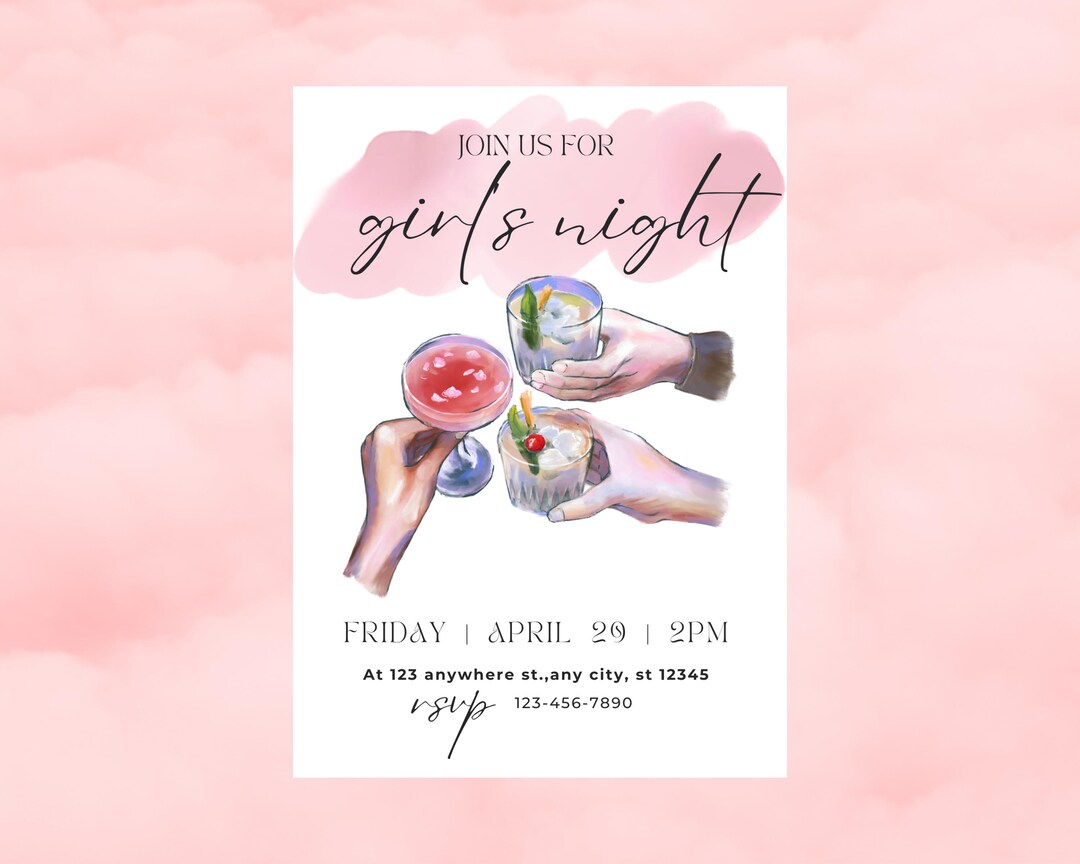 Editable Girls Night Invitation Template: Ladies Party Digital Invite ...