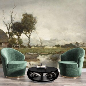 Rustic Countryside Landscape Wallpaper - Vintage Farmhouse Wall Mural