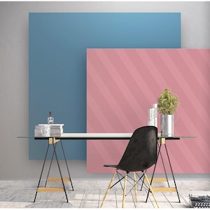 Carta da parati moderna geometrica a righe blu e rosa - Decorazione minimalista per l'ufficio domestico
