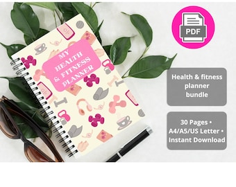 Fitness Planner Printables, Digital Download, Exercise Log, Meal Tracker, Weight Loss| PLANFP1