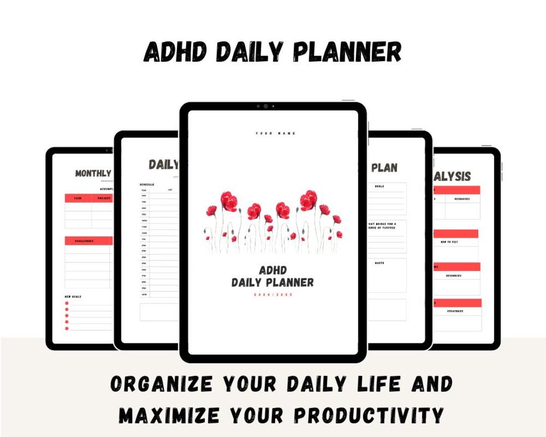 ADHD Daily Planner, ADHD Planner, Printable Planner, Emotion Journal ...