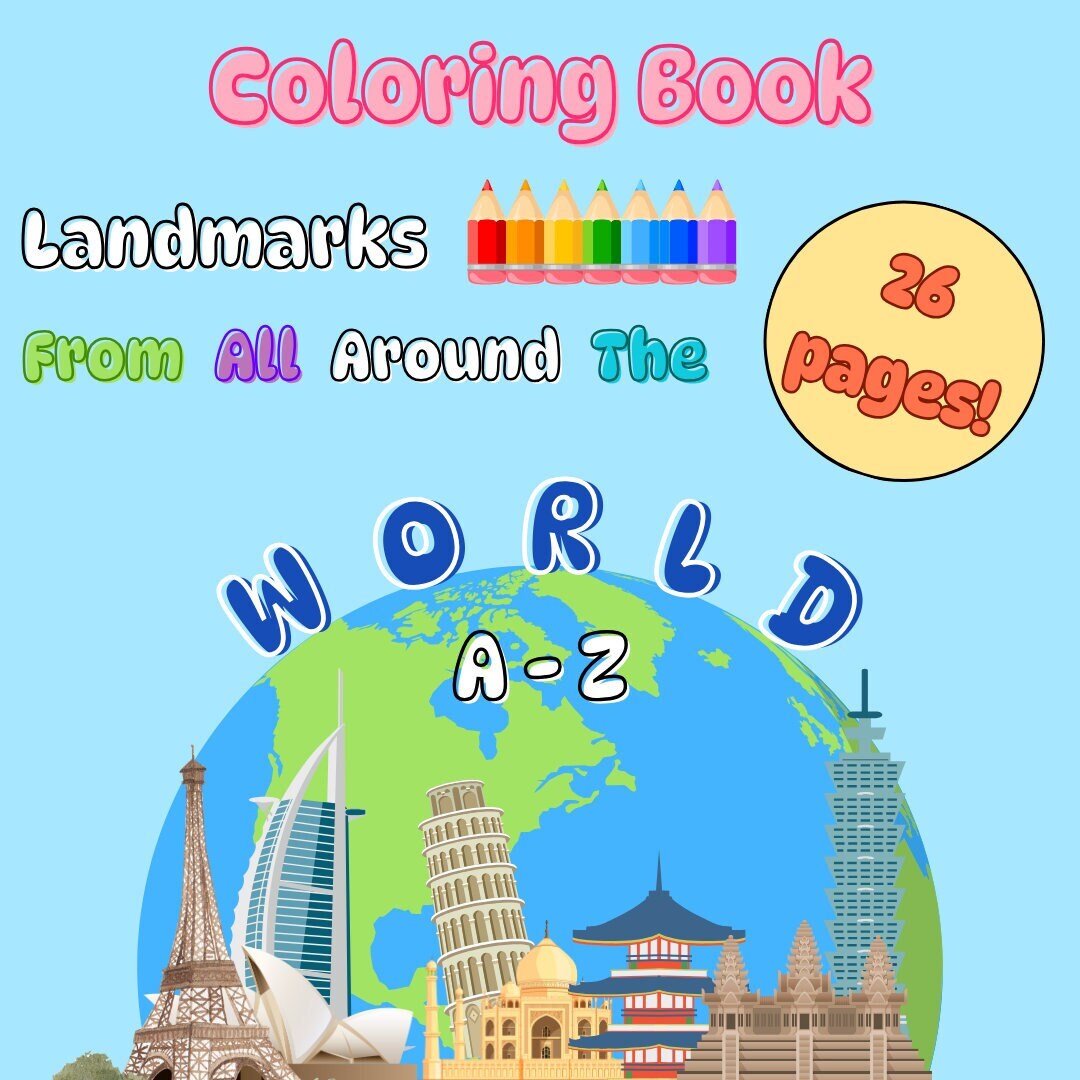 World Color Book Digital(printable) Coloring Book Landmarks From All Around the World - Etsy