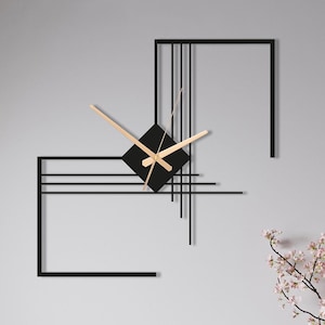 Geometric Metal Wall Clock: Modern Abstract Art Decor