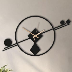 Geometric Metal Wall Clock: Modern Abstract Art, Silent Movement