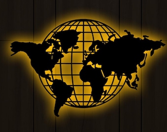 LED Metal World Map Wall Art: Modern Home Decor