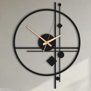 Geometric Metal Wall Clock: Modern Minimalist Art, Silent Movement, Hallowen Gift