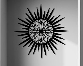 Sunburst Mandala Metal Wall Art: Modern Geometric Sculpture