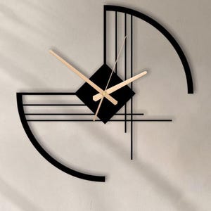 Minimalist Geometric Metal Wall Clock - Oversized Abstract Art - Unique Modern Clocks for Wall Decor