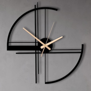 Large Geometric Metal Wall Clock: Modern Minimalist Art