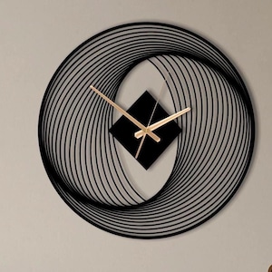 Oversized Black Metal Spiral Wall Clock: Modern Geometric Art