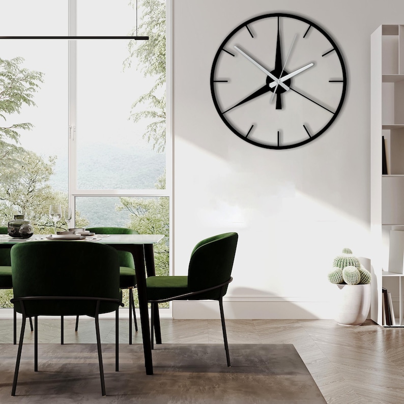 Large Minimalist Metal Wall Clock – Modern Silent Geometric Decor ...