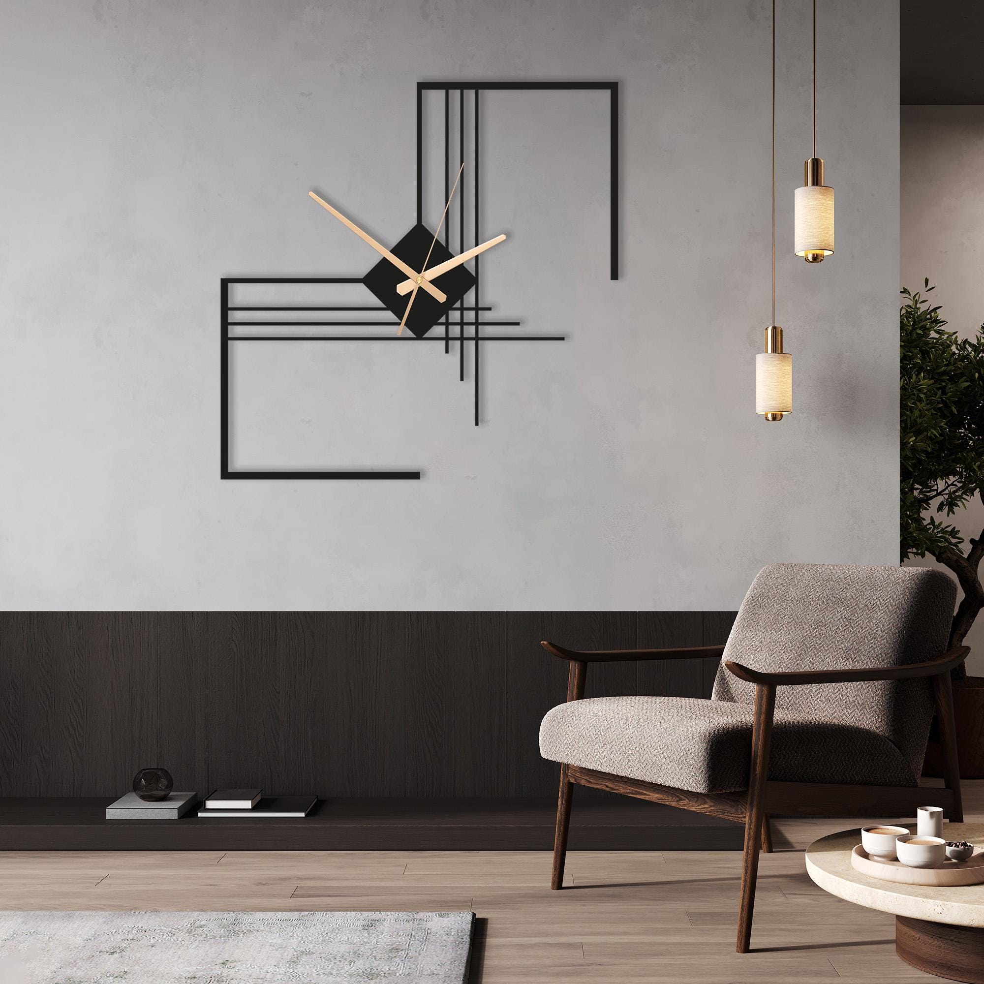 Geometric Metal Wall Clock: Modern Abstract Art Decor - Etsy