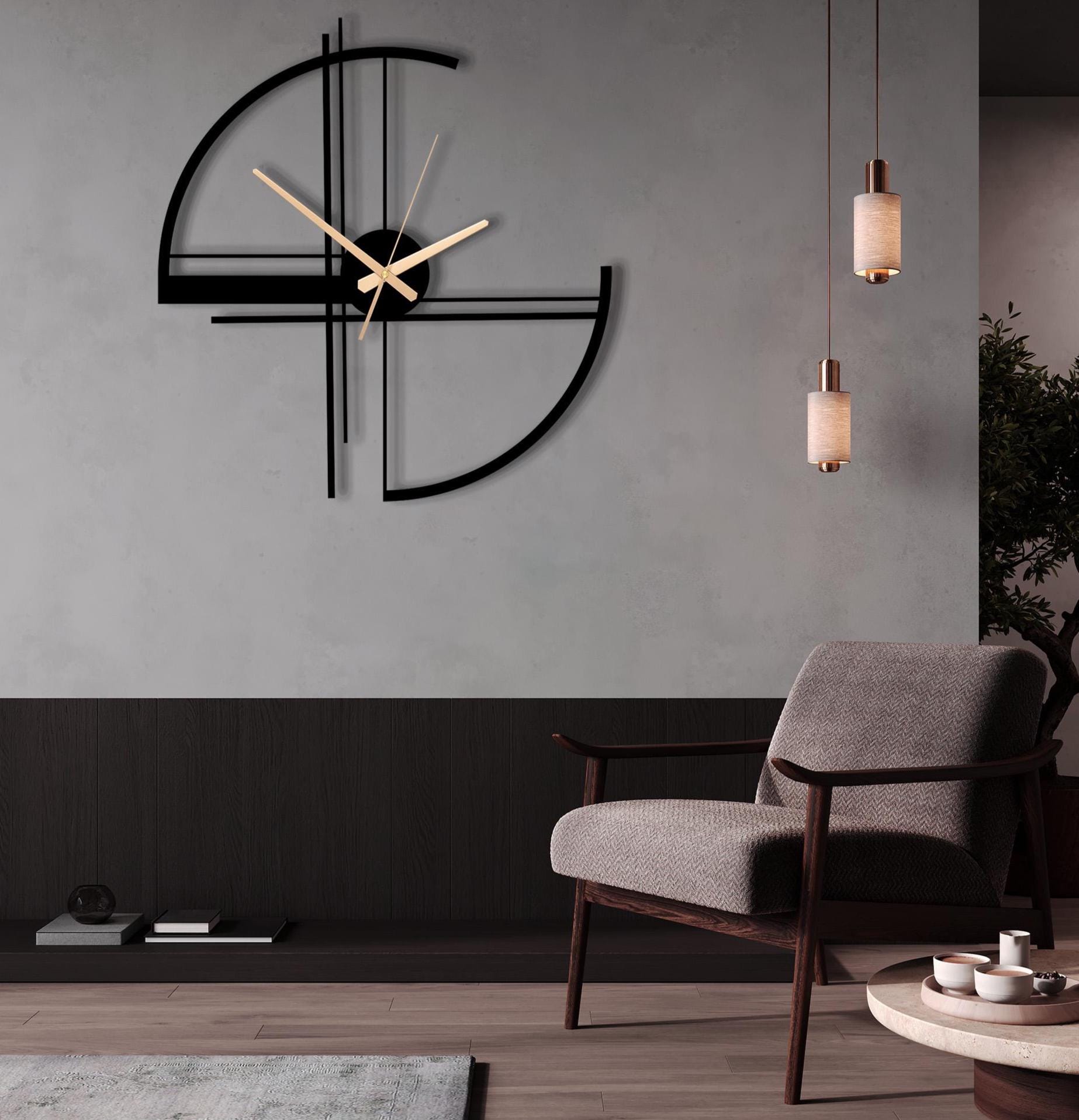 Grande horloge murale géométrique en métal — Beyit