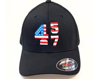 Embroidered FlexFit 6277 Hat - “45-47 USA” Trump MAGA Design Hat - Ideal Gift for Any Occasion