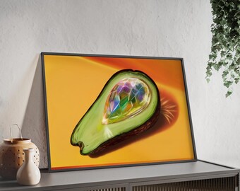 Cute avocado drawing | Crystal Avocado Art Print | Kitchen Wall Decor | Hand-Drawn Digital Download |