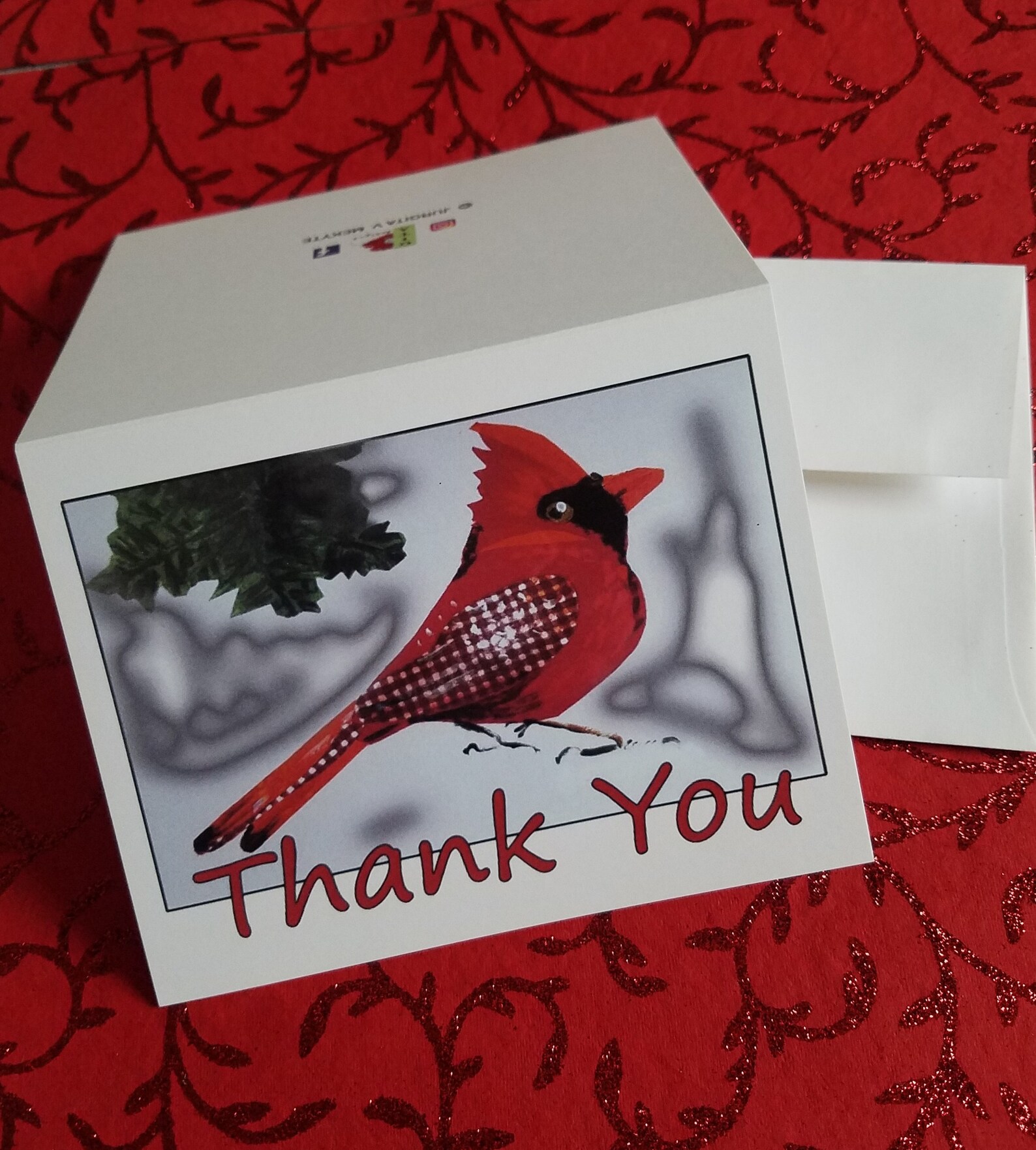 Cardinal Print Thank You Notecards Pack of 6 Etsy