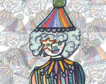 Zirkus Cindy Vinyl Aufkleber | Matt Aufkleber, Clown Aufkleber, Zirkus Aufkleber, Wasserflasche Aufkleber, Laptop Aufkleber