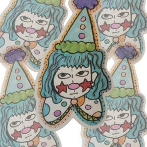 Sally the Sassy Clown Vinyl Sticker | Matte Sticker, Clown Sticker, Circus Sticker, Water Bottle Sticker, Laptop Sticker