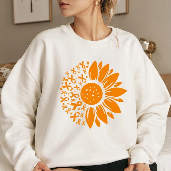 Leukemia Awareness Sunflower Tee: Orange Ribbon Support Shirt