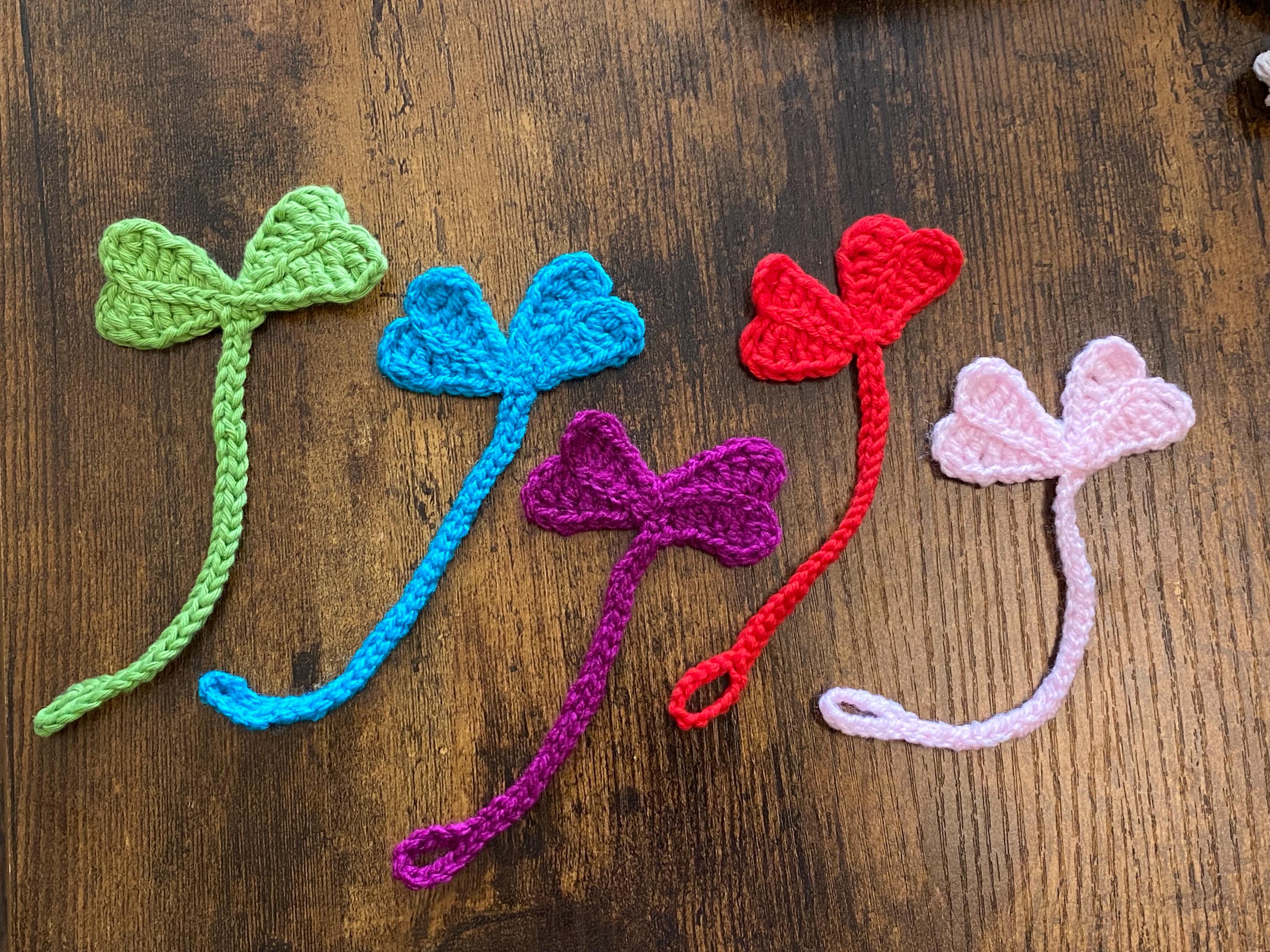 Crochet Heart Leaf Sprout (cord or cable organizer)