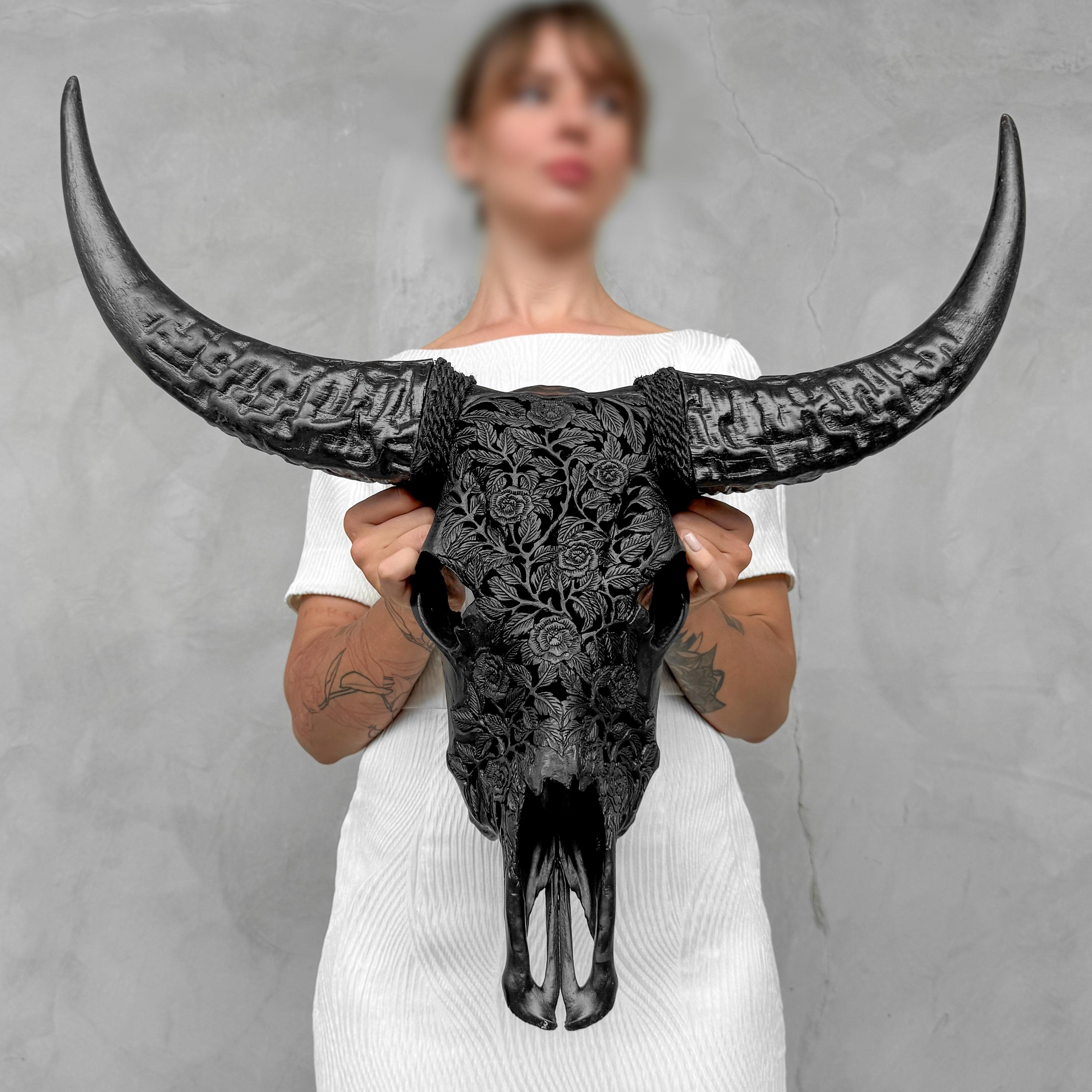 Carved buffalo skull - Etsy 日本