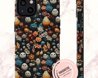 Floral Ghosts Handyhülle, süße und schrullige Blumen Schutzhülle für Samsung, Iphone 13 14 15 Plus Pro Max MagSafe kompatible Option