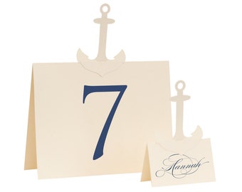 Anchor Table Numbers - cream, ivory, white, wedding, shower, beach, navy, marine, naval, aquatic, nautical, oceanic, saltwater, sea, classic