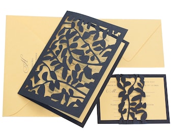 Leaf Lace Wedding Invitations - unique, cutout, trellis wrap design with customizable colors