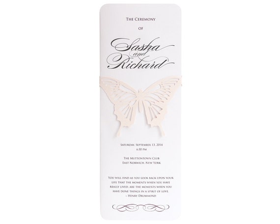 Butterfly Wedding Programs Blush Pink White Romantic Etsy